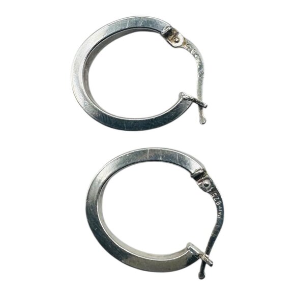 Vintage 925 Italy Sterling Silver Huggie Hoop Earrings Pair Minimalist Signed - Picture 10 of 12